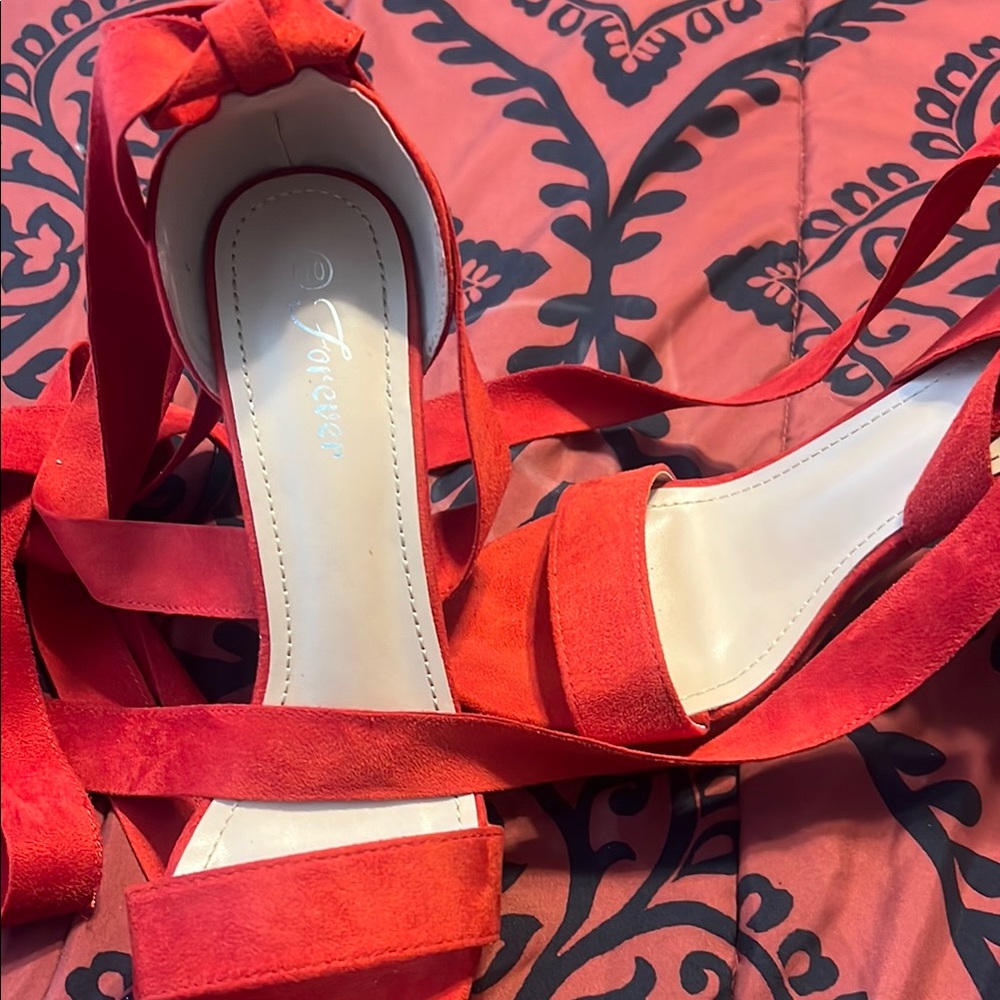 Red Suede Women's Heels